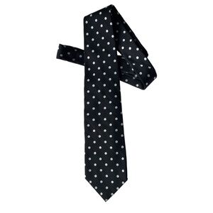 Polo Ralph Lauren Silk hand made in Italy black polka dot ( silver/white) tie